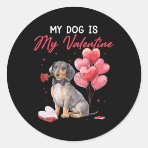 Cute Dachshund Puppy Valentine Owner My Dog Is My Classic Round Sticker