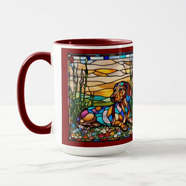 Cute Dachshund Rainbow Coffee Mug (Left)