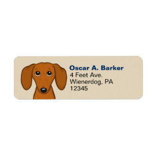 Cute Dachshund Return Address   Red Short Haired Label