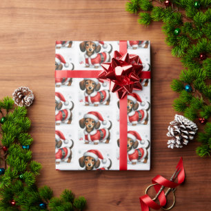 Cute Dachshund Santa Claus Christmas  Wrapping Paper