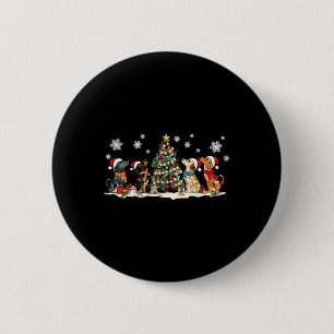 Cute Dachshund Santa Hat Christmas Tree Lights Dog 6 Cm Round Badge