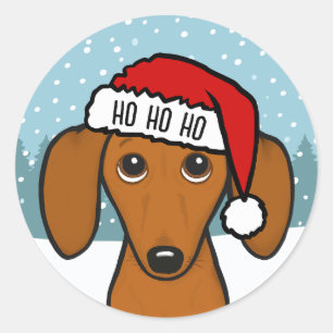 Cute Dachshund Santa Wiener Dog Christmas Classic Round Sticker