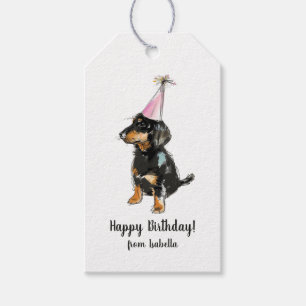 Cute Dachshund Sausage Dog Birthday Gift Tags