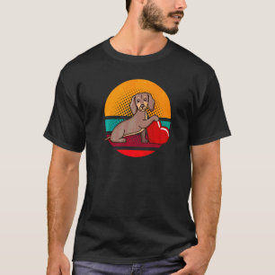 Cute Dachshund Sausage Dog Valentines Day Heart Re T-Shirt