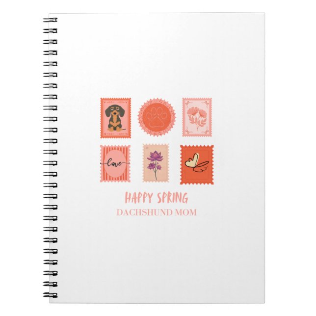 Cute Dachshund Spring Stamp Notebook (Front)