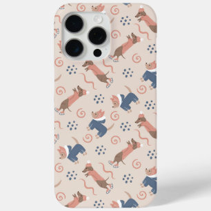 Cute Dachshund & Terrier Winter Pups iPhone 15 Pro Max Case