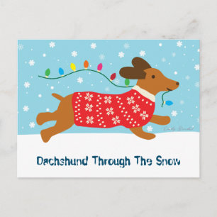 Cute Dachshund Through The Snow Christmas Holiday