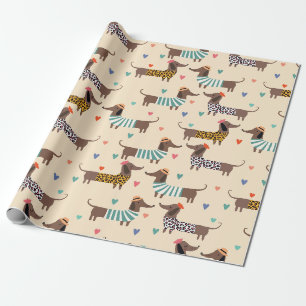 Cute Dachshund Valentine Gift Wrapping Paper