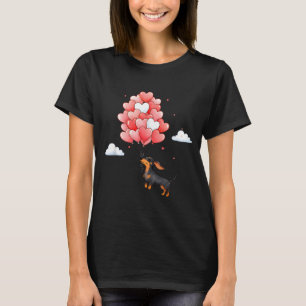 Cute Dachshund Valentine Heart Balloon Dog Lover  T-Shirt