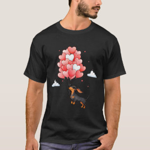 Cute Dachshund Valentine Heart Balloon Dog Lover  T-Shirt