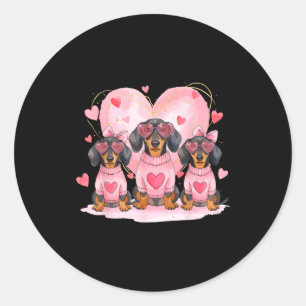Cute Dachshund Valentine Heart Puppy Love Dog Roma Classic Round Sticker