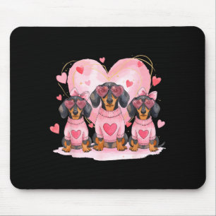 Cute Dachshund Valentine Heart Puppy Love Dog Roma Mouse Pad