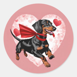 Cute Dachshund Valentines Day Classic Round Sticker