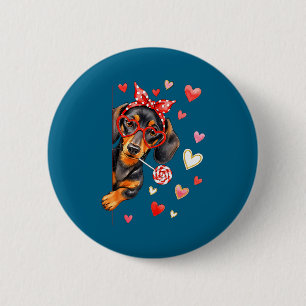 Cute Dachshund Valentines Day Heart Dog Mom Dog Lo 6 Cm Round Badge