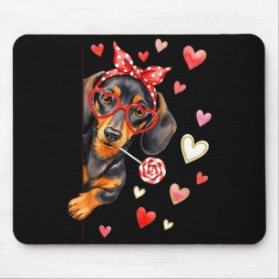 Cute Dachshund Valentines Day Heart Dog Mom Dog Lo Mouse Pad