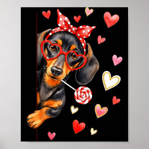 Cute Dachshund Valentines Day Heart Dog Mum Dog Lo Poster