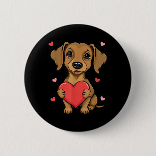 Cute Dachshund Valentines Day Heart Lover Dog Mum 6 Cm Round Badge