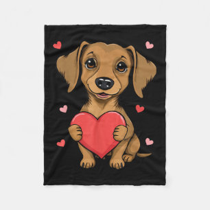 Cute Dachshund Valentines Day Heart Lover Dog Mum Fleece Blanket