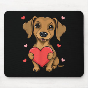 Cute Dachshund Valentines Day Heart Lover Dog Mum  Mouse Pad
