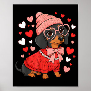 Cute Dachshund Valentine's Day Heart Lover Dog Mum Poster