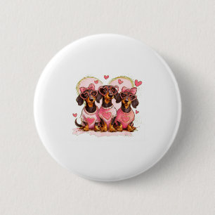 Cute Dachshund Valentines Heart Dog Lover Men Wome 6 Cm Round Badge