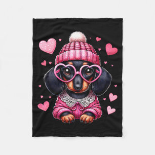 Cute Dachshund Valentines Heart Dog Lover Men Wome Fleece Blanket