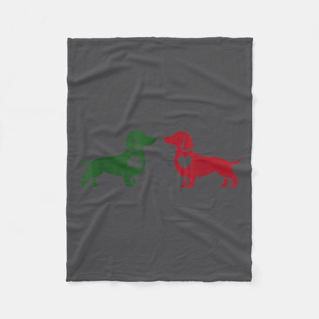 Cute Dachshund Valentines Patrick's Day Lover Dog  Fleece Blanket (Front)