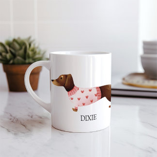 Cute dachshund watercolor customisable  coffee mug