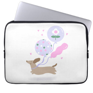 Cute Dachshund Weiner Dog Lover Party Pink Laptop Sleeve