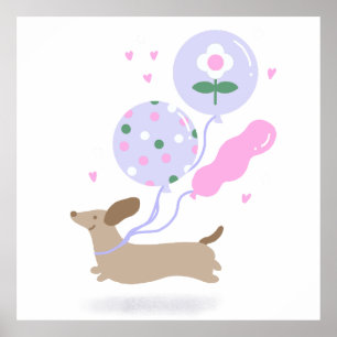 Cute Dachshund Weiner Dog Lover Party Pink Poster