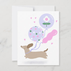 Cute Dachshund Weiner Dog Lover Party Pink RSVP Card