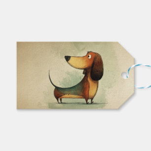 Cute Dachshund – Whimsical Dog Illustration Gift Tags