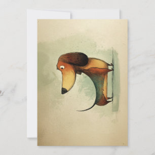 Cute Dachshund – Whimsical Dog Illustration Holiday Card