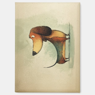 Cute Dachshund – Whimsical Dog Illustration Magnet