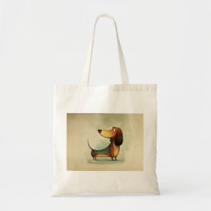 Cute Dachshund – Whimsical Dog Illustration Tote Bag