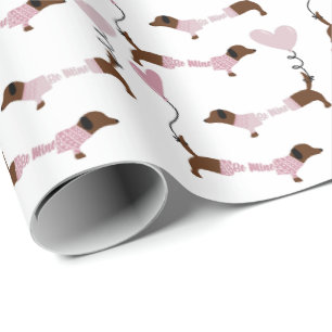 Cute Dachshund Wiener Dog Be Mine Valentines   Wrapping Paper