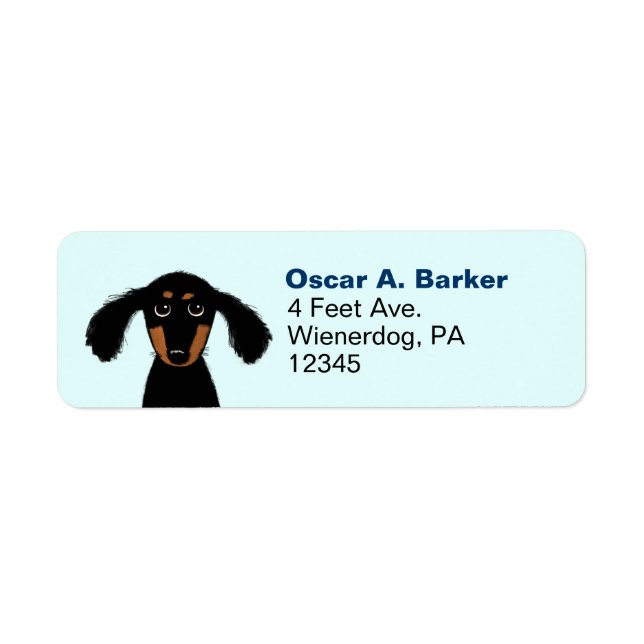 Cute Dachshund Wiener Dog Blue Return Address Label (Front)