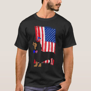 Cute Dachshund  Wiener Dog Celebration Doxie Flag T-Shirt