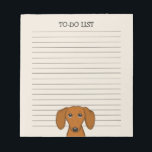 Cute Dachshund Wiener Dog Weiner Dog Lover's Lined Notepad<br><div class="desc">Dachshund Lover's Notes. Funny smooth coated red Doxie puppy. Text can be personalised with your name or slogan. Cute lined paper notepad for work,  to-do lists,  school,  and grocery lists. Makes a fun gift for a friend for family member who loves wiener dogs.</div>