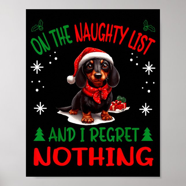 Cute Dachshund Wiener Doxie Dog Dog Christmas On T Poster (Front)