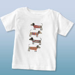 Cute Dachshund Wiener Sausage Dog Baby T-Shirt<br><div class="desc">Cute little Dachshund sausage or wiener dogs in woolly knitwear. Original art by Nic Squirrell.</div>