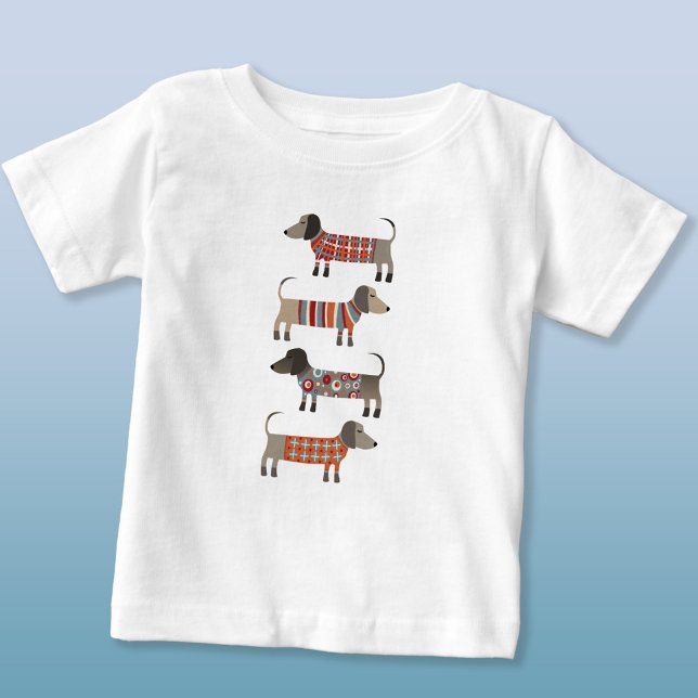 Cute Dachshund Wiener Sausage Dog Baby T-Shirt (Fun Dachshund Wiener Sausage Dog t-shirt)