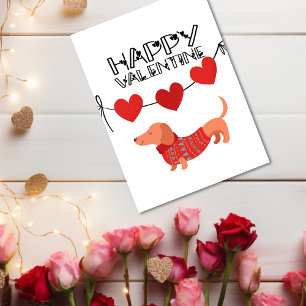 Cute Dachshund with heart banner Happy Valentine