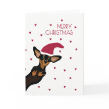 Cute Dachshund with Santa hat Merry Christmas
