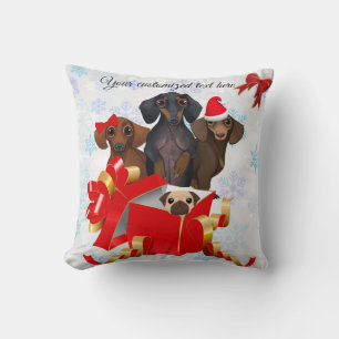 Cute Dachshunds Christmas Accent Pillow