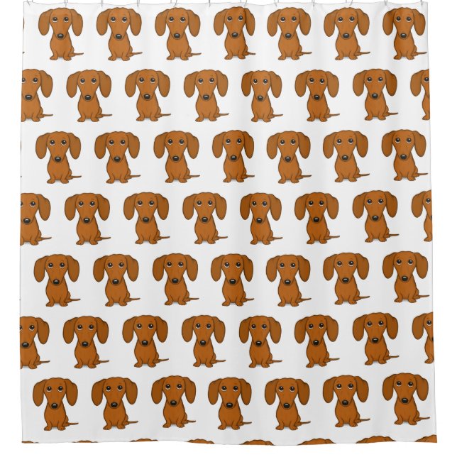 Cute Dachshunds Pattern | Wiener Dog Lover's Shower Curtain (Front)