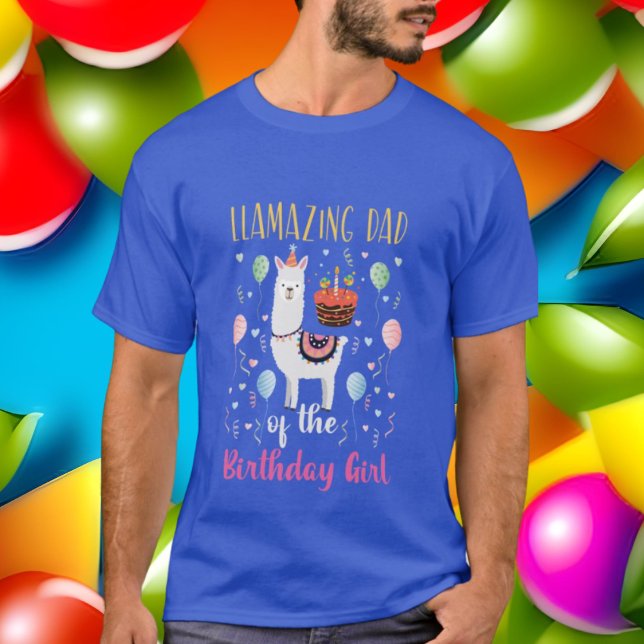 cute Dad Birthday llama girl word art T-Shirt  (Creator Uploaded)