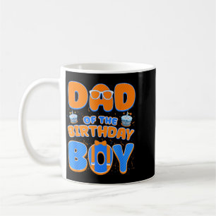 Cute Dad Of The Birthday Boy Matching Blue Orange Coffee Mug