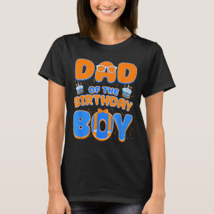 Cute Dad of The Birthday Boy Matching Blue Orange T-Shirt