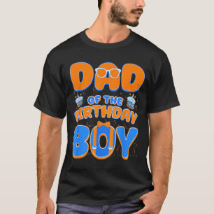 Cute Dad Of The Birthday Boy Matching Blue Orange T-Shirt